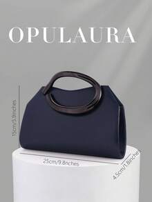 OpulAura 女士优雅藏蓝色真皮手提包，奢华丝绒晚宴包，适合搭配正式礼服、参加婚礼、生日派对和毕业舞会。 - 藏蓝色 - 查看 5