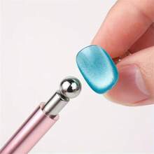 1支升级版猫眼美甲凝胶，带玻璃珠磁铁，粉色/银色/绿色/玫瑰金猫眼磁性指甲油，配有双头磁棒，磁吸力强，多功能美甲设计工具 - 彩色 - 查看 7