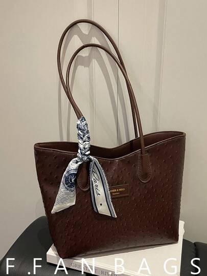 2026 Nuevo bolso de mano de gran capacidad para mujer, versátil con bufanda, bolso de tela de estilo primavera/verano, bolso de hombro para ir al trabajo