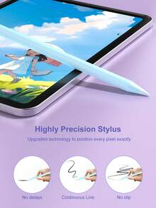 这款触控笔兼容 iPad，适用于第十代/第十一代（A16 芯片）2022、2025 款 iPad Pro/Air4/5/6 10.9 英寸机型，无需蓝牙连接即可实现高灵敏度使用。笔尖可根据角度产生不同粗细的线条或阴影效果。兼容 iPad 7/8/9 10.2 英寸机型以及 2018-2022 款 11 英寸/12.9 英寸 iPad Pro。笔芯易于更换。笔身带有 LED 电量指示灯，电池容量为 90mAh。黑色。 - 淺藍色 - 查看 5