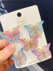 24个可爱少女风亚克力彩色3D蝴蝶发夹，校园风学生侧夹，后脑勺渐变鳄鱼夹，晶莹剔透，设计精致活泼。适合马尾辫、麻花辫等发型，增添浪漫气息。是女性和学生日常发饰和返校季的完美之选。颜色随机，可搭配不同的发型和服装。夏季、假期、旅行必备。 - 透明色 - 查看 6