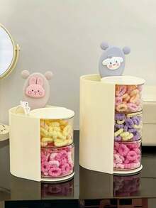 Multi-Layer Rotating Divided Storage Box, Hair Clip, Tie, Scrunchie Organizer Box, Headwear Display Case, Dust-Proof Storage Box, Multifunctional Compartment To Hold Combs, Glasses, Makeup Brushes, Simple & Practical PET Material Hair Accessories Box, Day & Birthday Gift Box, Makeup Sponge Organizer - Multicolor - View 9