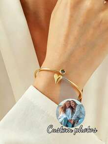 Vòng tay nữ bằng thép không gỉ được thiết kế riêng theo yêu cầu, có khắc tên, chữ cái, hình trái tim, hình bướm rỗng, quà tặng trang sức dành cho phụ nữ, thích hợp cho đám cưới, ngày Valentine. - Vòng tay chiếu - Xem 7