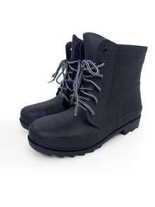 Tall Rain Boots, Fashionable Couple Style Waterproof Anti-Slip Outdoor Commuting Rain Shoes - Black - View 9