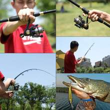 Sougayilang 1.8-2.4m Telescopic Fishing Rods Ultra Light Spinning Casting Carbon Pole Fishing Accessories Lure Weight 10-30g - 紅色旋轉 - 查看 8