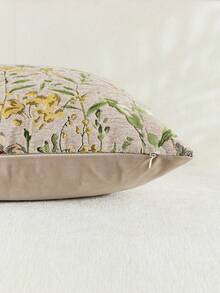 1 Stück/2 Stück (ohne Füllung) Vintage Blumenmuster Kissenbezug, modischer Retro bequemer Jacquard Chenille + Kunstkaschmir Zierkissenbezug, geeignet für Heimdekoration, Sofa, Bett, Schlafzimmer, Geschenk, Feiertags-Dekoration, für alle Jahreszeiten - Hellbraun - Übersicht 4