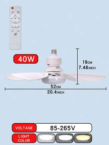 Kipas Langit-Langit dengan Lampu, Ukuran 52cm & 20cm, Kipas Bunga 6 Daun dengan Lampu, Kipas 40W 3 Kecepatan dengan Remote Besar untuk Basis E27, Kipas Langit-Langit Mini yang Dapat Diredupkan untuk Kamar Tidur, Dapur, dan Ruangan Kecil, Putih - Satu-Ukuran - View 12