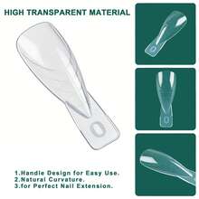 nailpop 150pcs Soft Nail Forms With Detachable Handles And Built-In Measurement Lines, Convenient For Storage, Comes With Gel Remover! Ideal For Nail Extension And Creative Design! - Clear - View 2
