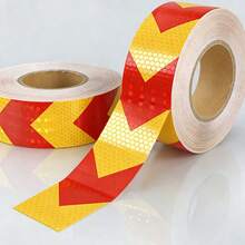 Băng phản quang hình mũi tên 5cm*50m, màu vàng & đen / đỏ & vàng, băng cảnh báo độ hiển thị cao, chống thấm nước, chống mài mòn, dùng để đánh dấu sàn cho kệ kho, tàu thuyền, cầu thang, thang leo, nhận diện an toàn, có thể cắt tỉa. - Vàng Đỏ - Xem 2