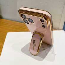 Ốp điện thoại mạ điện chống rơi + Chân đế hình hoa hồng + Bộ phụ kiện đầy đủ, Tương thích với Apple, Ốp điện thoại mạ điện chống rơi + Bộ phụ kiện đầy đủ, Tương thích với Apple 17/16/15/11/12/13/14/16 Pro Max/17 Pro Max, S26U/S26/S22/23/24+, A04/A05/A14/A15/A24/A25/A34/A54S, 13C/Note 14 Pro Plus+ - Hồng - Xem 2