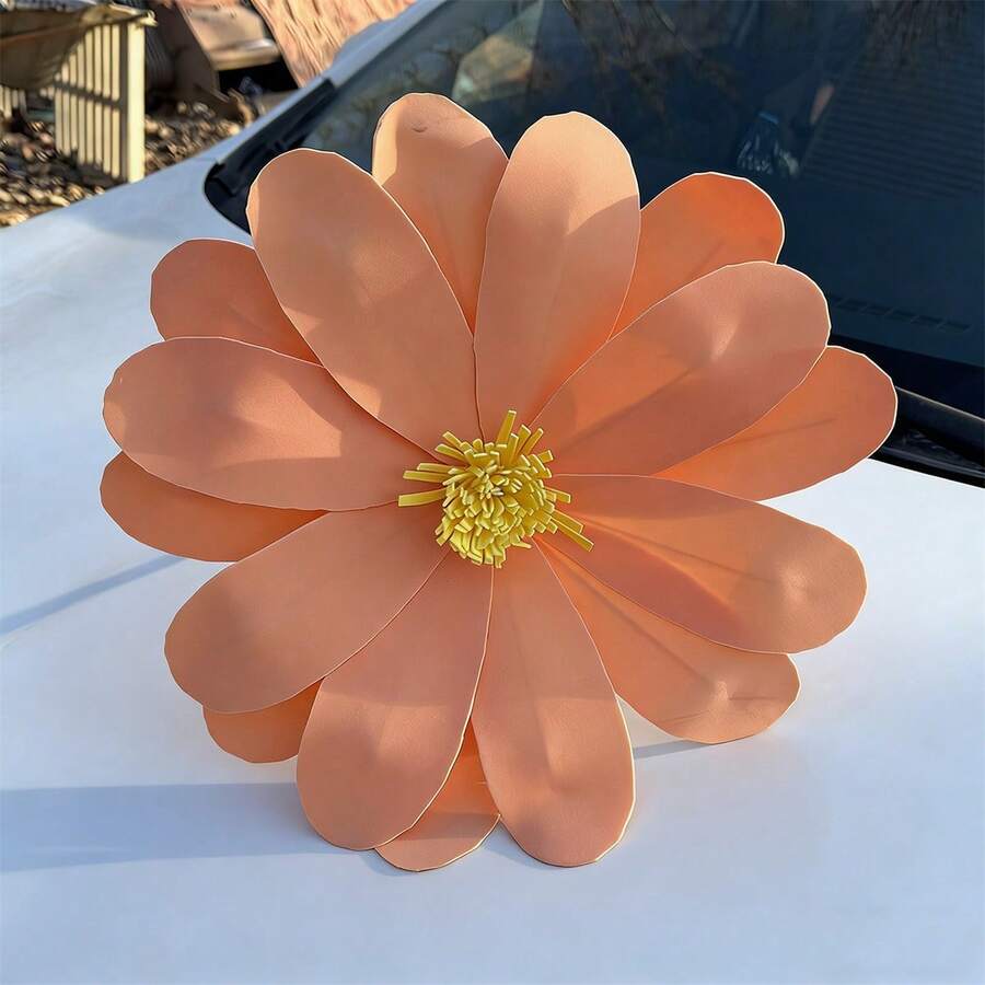 Large Artificial Daisy 50cm Plastic Flower With Bendable Stem Flexible Petals For Wedding Decor Party Layouts - Orange Color - View 1