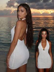 Áo khoác ngoài không tay bằng vải lưới xuyên thấu, thích hợp cho phụ nữ đi nghỉ mát và dự tiệc. - trắng - Xem 1