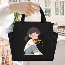 Healing Bouquet Girl Print Handbag, Large Capacity Multi-Pocket Commuter Tote Bag, Student Shoulder Bag - Multicolor - View 4