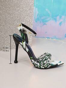 High Heel Pointed Toe Metal Sandals, Casual Daily Wear For Summer - Green - View 3