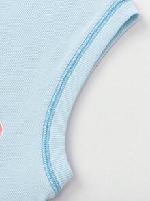 Áo tank top cho bé gái năm 2026, áo thun cotton không tay, thoáng khí, nhẹ, kiểu dáng preppy mùa hè thường ngày. - hồng xanh - Xem 5