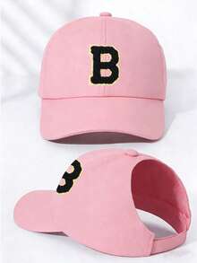 1 pieza Gorra de béisbol con coleta desordenada ajustable de 26 letras para mujer, gorra de béisbol con coleta alta para mujer, sombrero de sol de moda, adecuado para verano, playa y deportes, vacaciones, viajes - Rosa - Ver 10