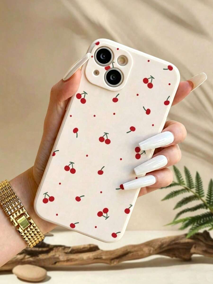 1 chiếc ốp lưng điện thoại thời trang in họa tiết chấm bi đỏ anh đào, chất liệu TPU, chống sốc, thích hợp làm quà tặng cho bạn trai/bạn gái, tương thích với các dòng máy Apple XS/XS Max/XR/11/12/13/14/14 Plus/15/15 Plus/16/16 Plus/7/8 Plus/17/17 Pro - Nhiều màu - Xem 1