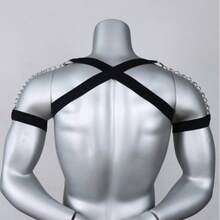1件男士背包背帶，性感設計，英倫風裝飾彈性帶，萬聖節服裝配件，派對季節必備 - 黑色 - 查看 3