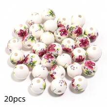 20-30颗复古蓝白瓷珠，金红牡丹陶瓷圆珠，DIY首饰制作材料 - 金紅牡丹 - 查看 9