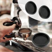 Tấm lót nén cà phê Espresso, hình tròn 3 inch, màu đen, bằng silicon, chống trượt, có một lỗ, dùng để nén bột cà phê, thích hợp cho quán cà phê và gia đình. - màu đen - Xem 5