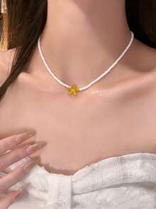 Dây chuyền nhiều lớp đính hạt hình sao biển Dopamine Ombre, phong cách ngọt ngào và cá tính, mang đến cảm giác kỳ nghỉ hè. - chuỗi hạt gạo - Xem 3