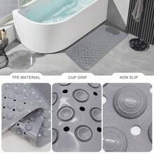 Bath Tub Hower Mat 27x14 Inch Non Lip Bathtub Mat With Ucn Cup Anti Lip Hower Mat With Drain Hole Ucn Cup Hower Foot Crub Mat Foot Maa Bath Mat Grey - Grey - View 3