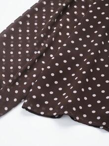 Women's Polka Dot Tie Collar Casual Versatile Daily Wear Shirt Spring - Brown - View 5