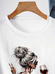 1 Pieza Moda Informal Para Hombres Y Mujer Primavera/Verano Camiseta de mujer de manga corta, cuello redondo, de corte relajado con gráfico de eslogan Motivacional Simplemente Respira". estilo minimalista casual adecuada para primavera, verano, otoño, uso casual al aire libre color El negro es versátil, fácil de combinar, adecuado para el uso diario, el estilo urbano, los conjuntos de vacaciones y la ropa de fin de semana. - Blanco - Ver 3