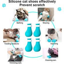 1 Set Of 4 Adjustable Anti-Scratch Cat Paw Protector Boots For GroomingBathing,Protect Your Furniture And Skin From Cat Claws - Multicolor - View 4