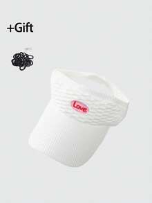 1Pc Women With Letter "Love" Print Open-Top Sun Visor Baseball Cap Add 10 Headbands As A Gift,Mountaineering Outdoor Sun Hat Cap, Spring/Summer Outdoor Sports Brimless Sun Hat UV Protection,Holiday,Festival - Multicolor - View 13
