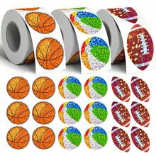 500 piezas Pegatinas deportivas holográficas, pegatinas brillantes de 1 pulgada de baloncesto, voleibol, fútbol para estuche de teléfono, botella de agua, portátil, scrapbooking, envoltura de regalos, papelería, calcomanías de PVC - Bola láser - Ver 11