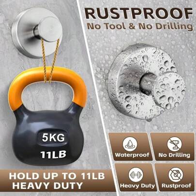 1/4 piezas Ganchos con ventosa de acero inoxidable, ganchos para toallas de baño al vacío sin perforación, acero inoxidable grueso + ABS a prueba de agua y humedad, adecuado para ducha, baño, colgar toallas, montado en la pared en puerta de ducha de vidrio, azulejos, espejo, ganchos multifuncionales