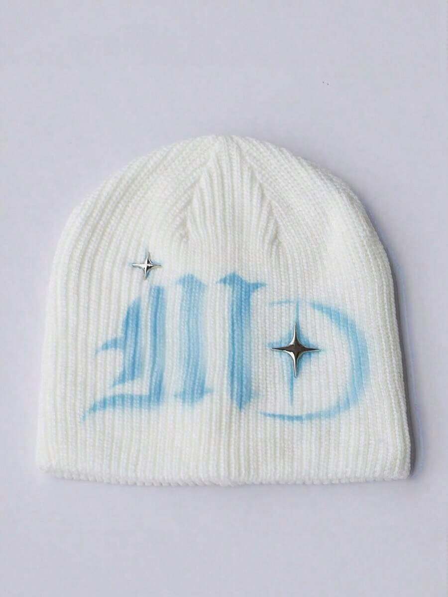 1pc Women's Fashion Y2K Jacquard Knit Beanie Hat, Warm & Suitable For Autumn/Winter Casual Outfits - A - 查看 1