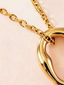 YUNCHUN 1 Set Women's Gold Asymmetrical Hollow Stainless Steel Necklace And Earrings Set, Minimalist Geometric Pendant Jewelry Set, Daily Wear Party Gift - Gold - View 4