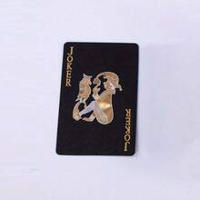 Cartes à jouer noires imperméables avec lettres et motifs de cœurs dorés, Matériau en plastique souple et durable, avec boîte de rangement robuste, Idéal pour les fêtes, Halloween, Thanksgiving et cadeaux de Noël - multicolore - Voir 7
