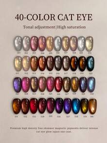 2026 New Magnetic Cat Eye Gel Nail Polish, 40 Shimmery Reflective Colors, Fashionable Salon Art Cat Eye Gel Design - Multicolor - View 6