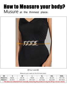 1pc Women's Black Irregular Silver Chain Backless Twisted Adjustable Waist Belt, Suitable For Runway, Street Style, Party, Gathering Or Daily Wear - Black - View 5