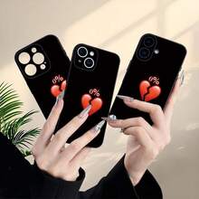 Funda para teléfono: Diseño minimalista con corazón rojo aplastado, 0% de patrones, moderna y protectora, con características a prueba de golpes y resistente a caídas.Diseño unisex adecuado para iPhone 17/16/15/14/13/12/11/8/16 Pro Max Plus 17AIR Mini XS XR. - color - Ver 4