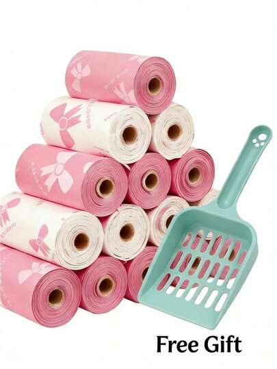 120pcs Premium Thick Pet Waste Bags + Free Poop Scoop Tool, Leak-Proof Polyethylene Bags, Unique Patterns, Suitable For Dogs And Cats, Multi-Purpose Cleaning Bags, Ideal For Holiday And Christmas Gifts