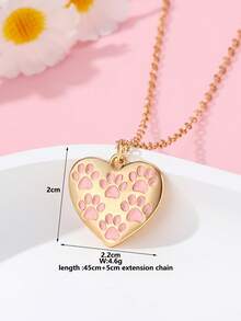 1 chiếc vòng cổ mặt dây chuyền hình trái tim in hình dấu chân mèo dễ thương và thời trang dành cho trẻ em, thích hợp để đeo hàng ngày, làm quà tặng và trong các dịp lễ. - Nhiều màu - Xem 4