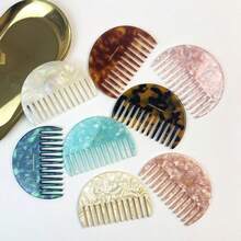 Red Same Style Acetate Geometric Hair Comb, Minimalist Korean Retro Cute Elegant Semi-Circle Hair Brush - Multicolor - View 1