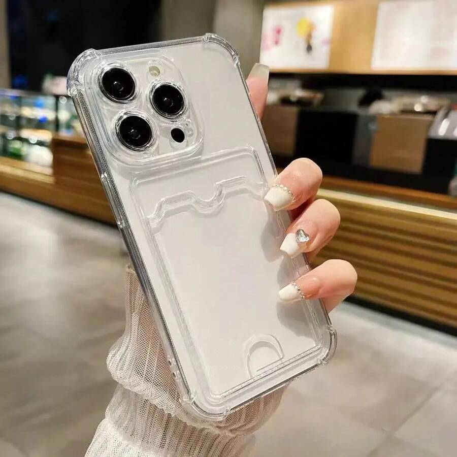 Funda transparente para teléfono con tarjetero y parte trasera para guardar tarjetas y fotos. Compatible con , OPPO, , y Redmi. Fabricada en TPU, ofrece una sensación cómoda y es resistente a golpes y caídas. case for 11to 17 - 1 unidad - Ver 1
