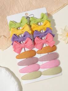 16件套2026新款蝴蝶结发夹套装，华夫格纹理发夹，温和呵护儿童头发 - 混合色 - 查看 14