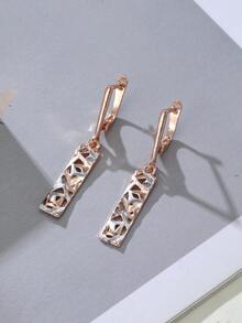 1对时尚几何镂空方形吊坠耳环，适合女性，酷炫派对、婚礼、复古风格，送给妈妈、家人、朋友都非常合适。 - 耳環 - 查看 3