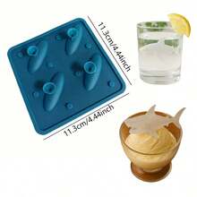 Shark Tray, Shark Silicone Ice Mold With 1 Non-Stick Tray With 4 Compartments, Reusable, Stackable, Flexible And Removable Tray Suitable For Freezing, Whiskey, Cocktails, Perfect For Making Ice Cubes, Desserts, Party, Fun, Unique Novelty Shark Gift - Multicolor - View 8