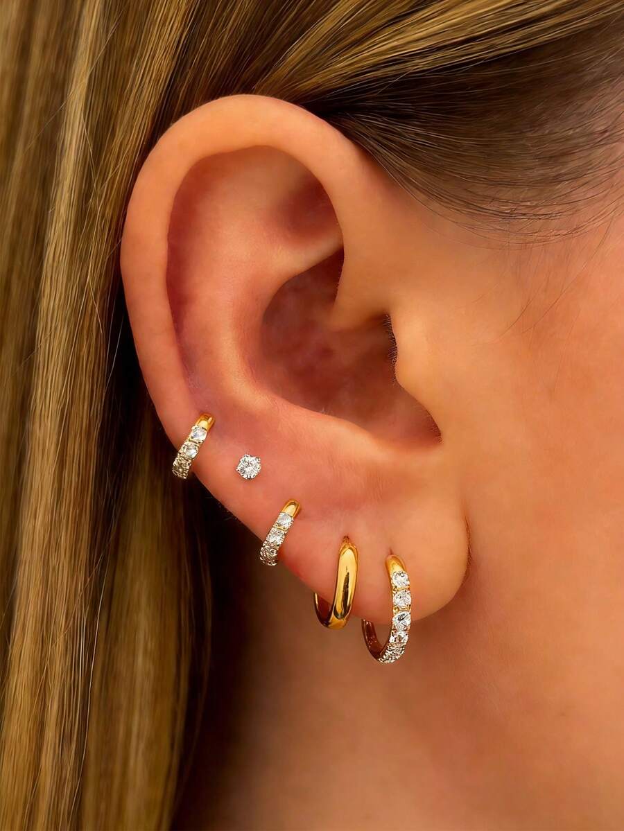 4 đôi/1 đôi khuyên tai vòng nhỏ bằng bạc phù hợp cho cả nam và nữ. Khuyên tai vòng có bản lề bằng thép không gỉ thích hợp cho sụn tai, dái tai, vành tai và nắp tai. Chúng nhẹ và không gây dị ứng (6/8/10/12mm). - Như thể hiện trong hình ảnh - Xem 1