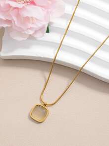 Dây chuyền mặt dây chuyền hình vuông sang trọng, tinh tế, tối giản, thiết kế chữ cái sáng tạo, thanh lịch. - vòng cổ vuông - Xem 5