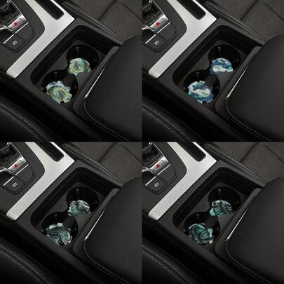 2 miếng lót tay vịn chống trượt họa tiết động vật, phụ kiện xe hơi thiết yếu, giá đỡ cốc xe hơi tối giản