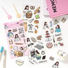 6pcs Cute Lifestyle Theme Stickers, Casual Girl Daily Moment Stickers For Scrapbooking, Diary, Card Making - MHSJC - View 2