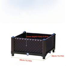 Square Elevated Vegetable Planter Box With Drainage System, Suitable For Various Weather Conditions, Can Raise Balcony Planter, Garden, Lawn, Flower Pot, Outdoor Railing Planter Box, Rectangular Planter Box, Creative Christmas Planter, Rectangular Garden Bed Set For Indoor/Outdoor Use - (Thickened) Single-unit Box - View 3